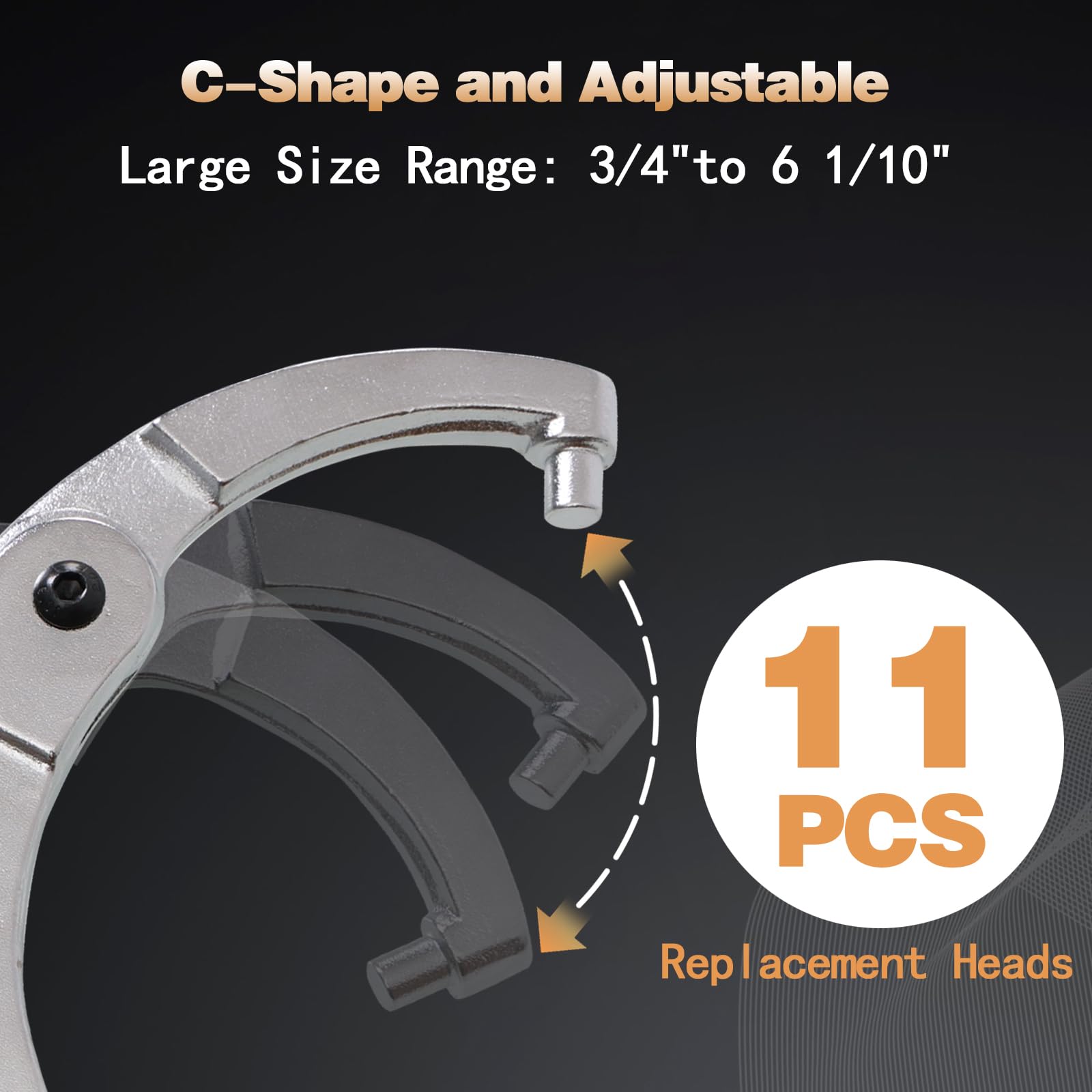 ATNHYING C-shaped pin hook wrench grips round nuts securely