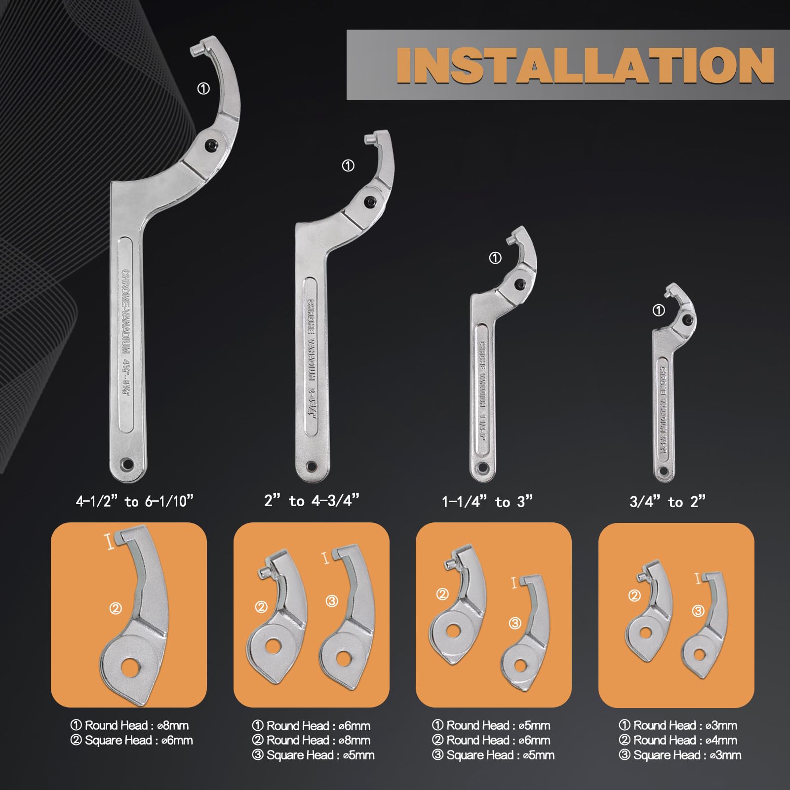 ATNHYING replaceable head kit for diverse nut grooves and profiles