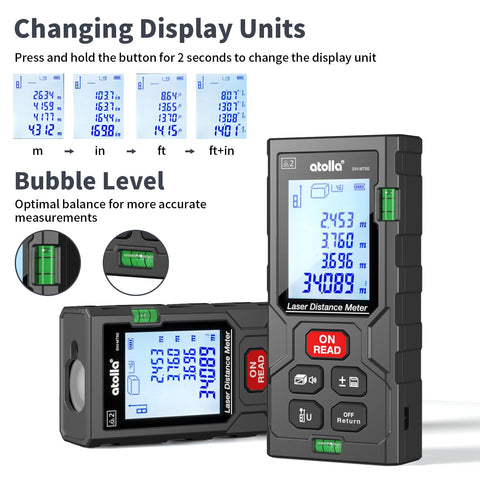 atolla laser measuring tool side view shows slim portable body