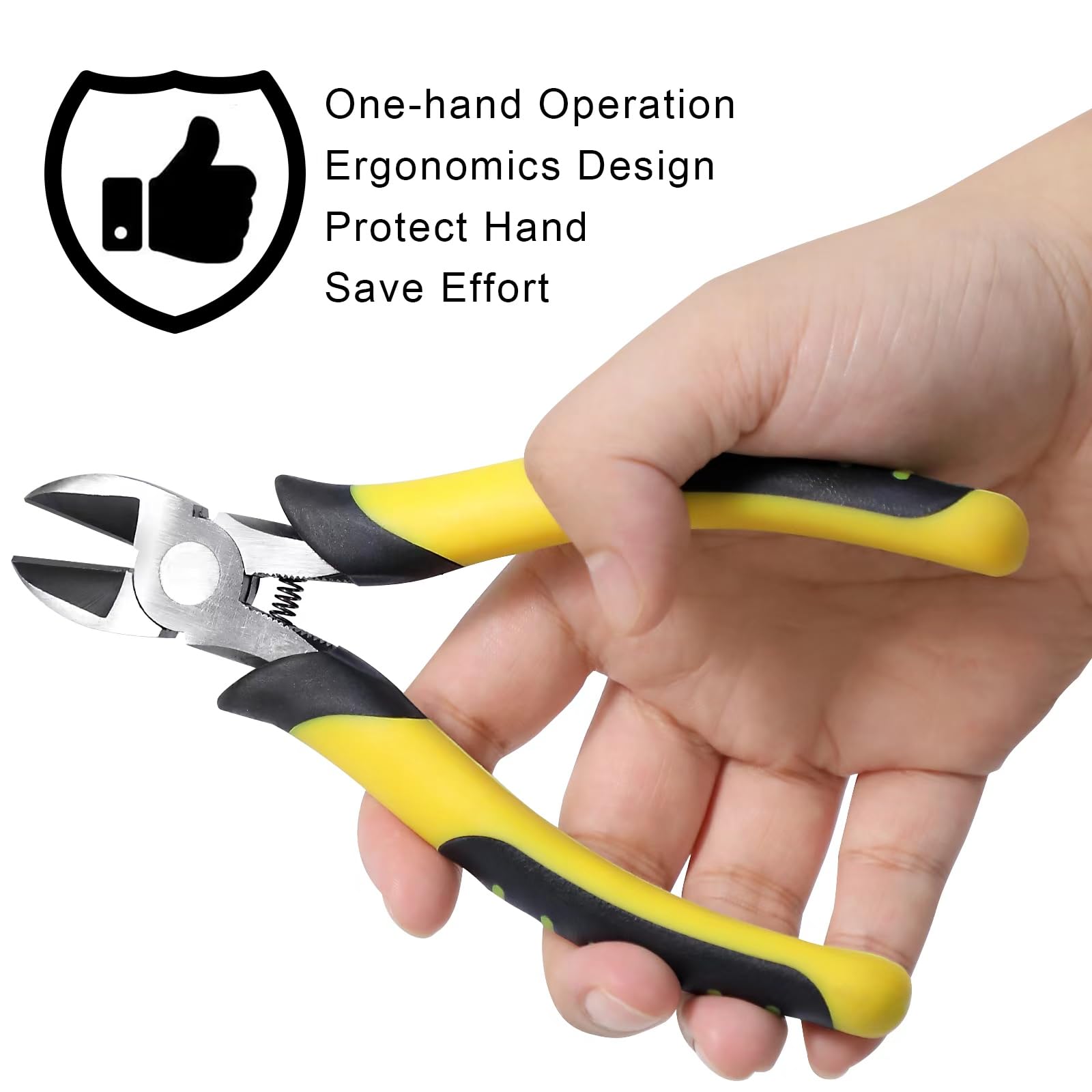 Ergonomic grip and front light improve control and safety during use