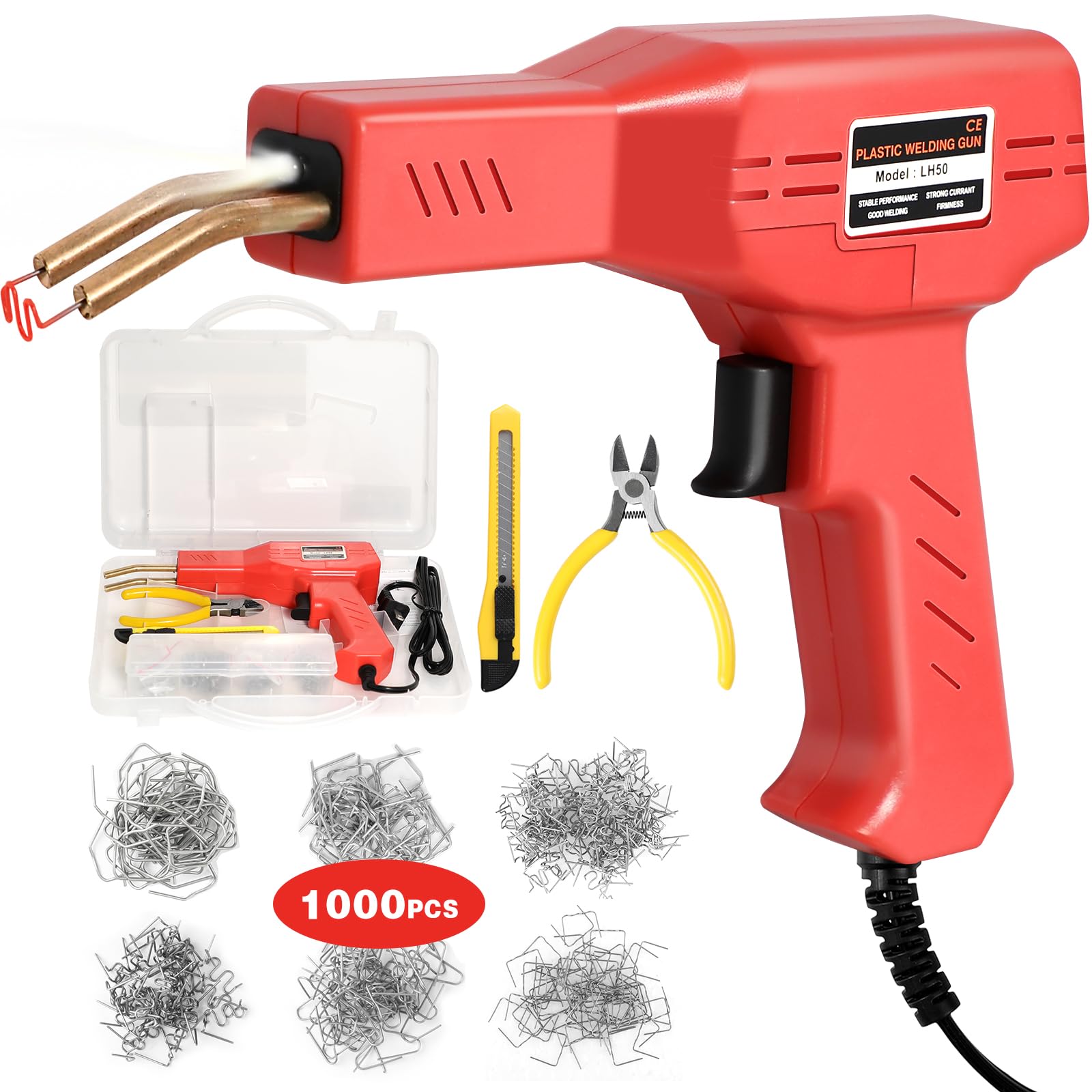 ATOLS plastic welder with front light shows quick heat for repairs