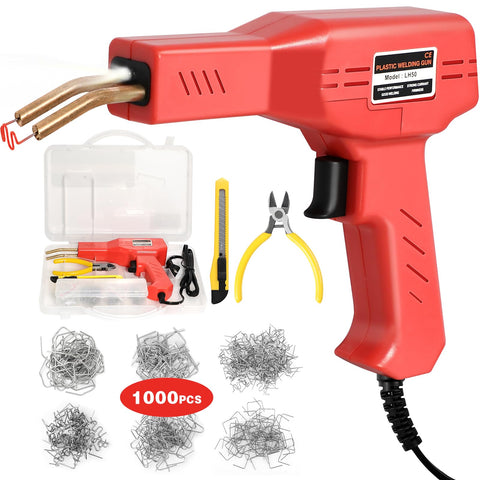 ATOLS plastic welder with front light shows quick heat for repairs