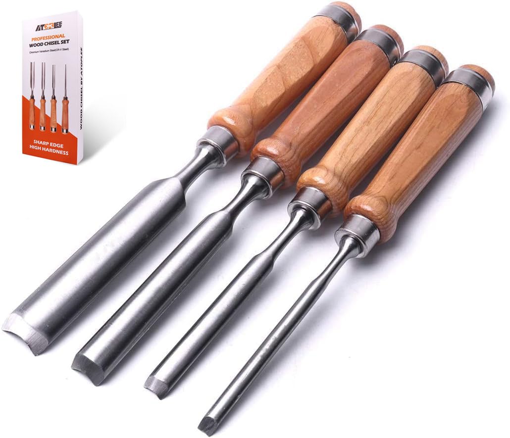 ATOPLEE wood chisel 8mm blade for precise carving and clean cuts.