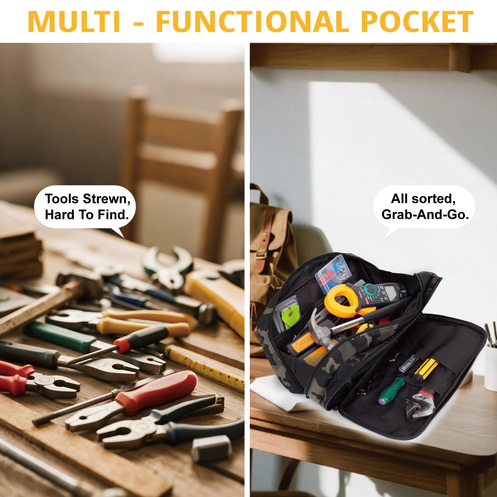 ATRIPACK bag two compartments enable neat separation of tools and accessories.
