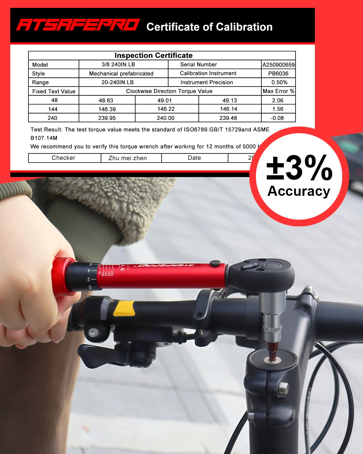 ATsafepro torque wrench in use on bike or engine showing controlled tightening