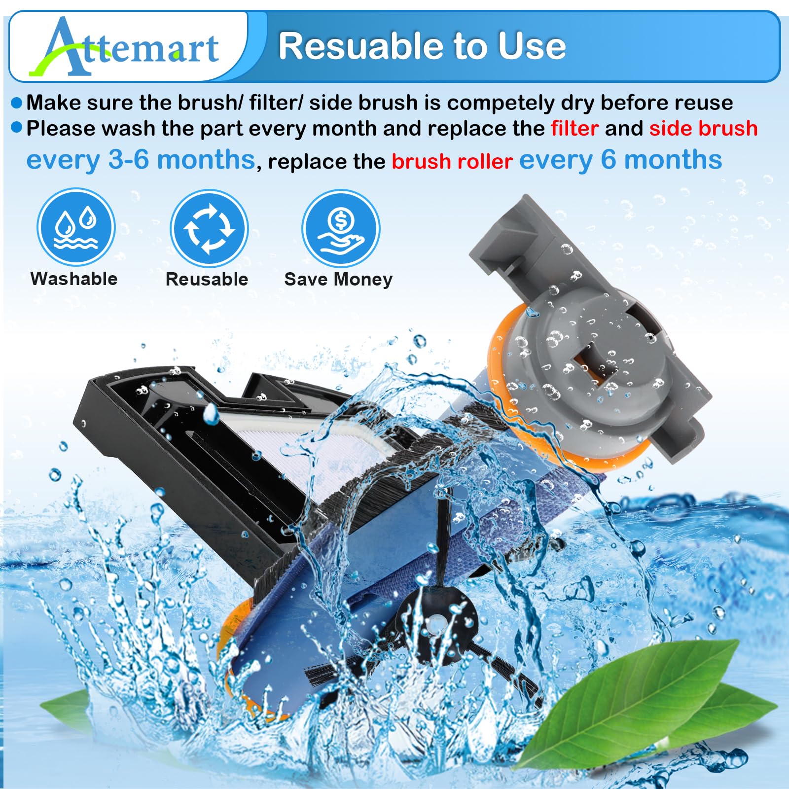Attemart RV2310 complete contents show brushes and filters for Matrix vacuums.
