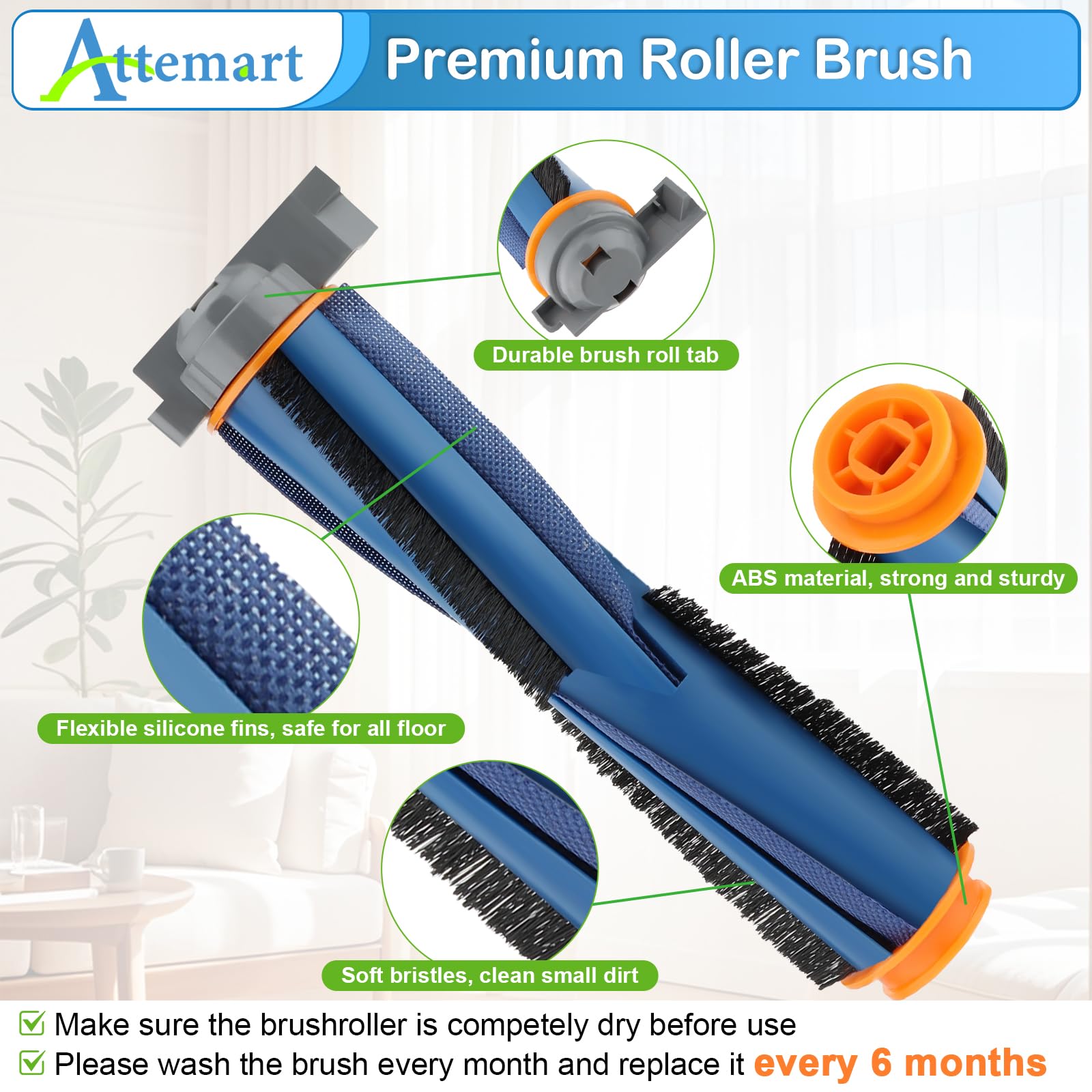 Attemart RV2310 side brush set ready for replacement and edge cleaning.