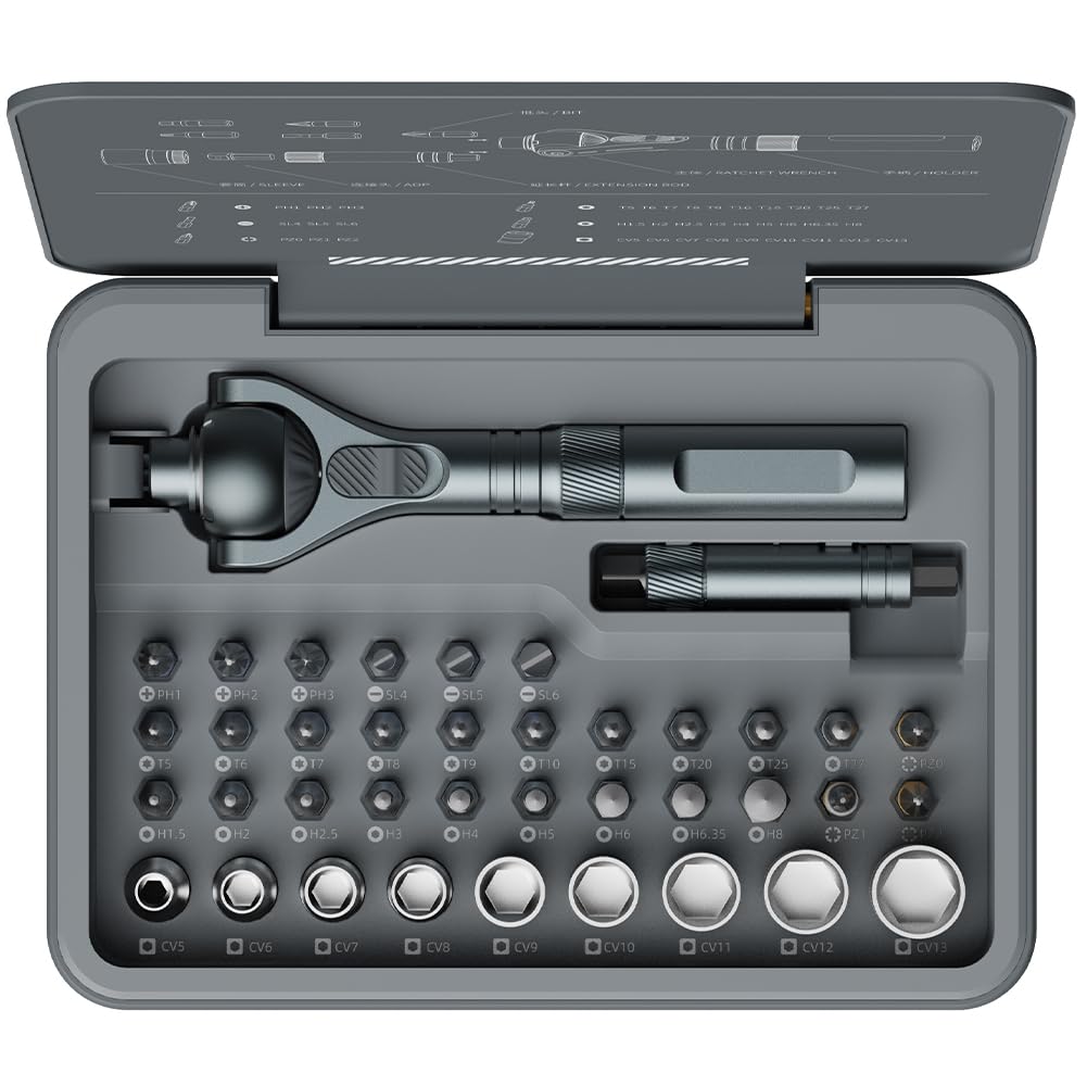 ATuMan 40in1 ratchet screwdriver 180deg head for tight-space access.