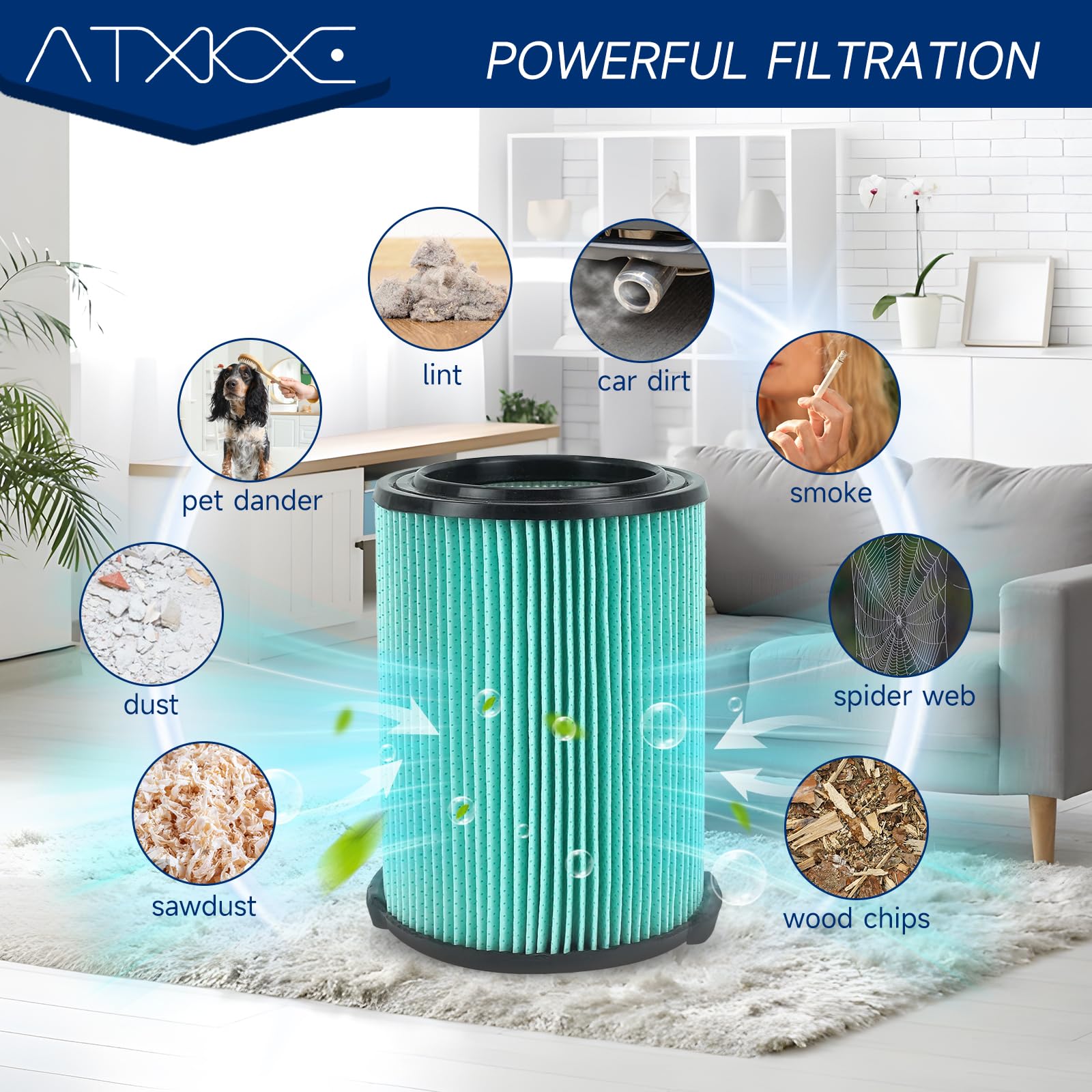 ATXKXE foam sleeves 4-pack protect filters during debris cleanup.