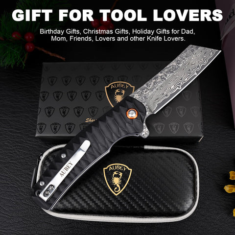 AUBEY knife belt loop allows versatile on belt carry.