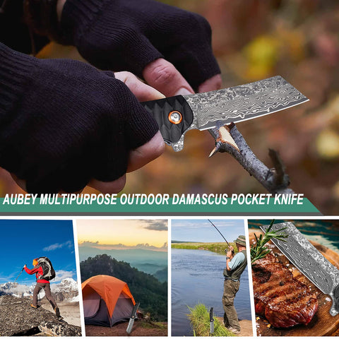 AUBEY liner lock adds safety during one-handed use.