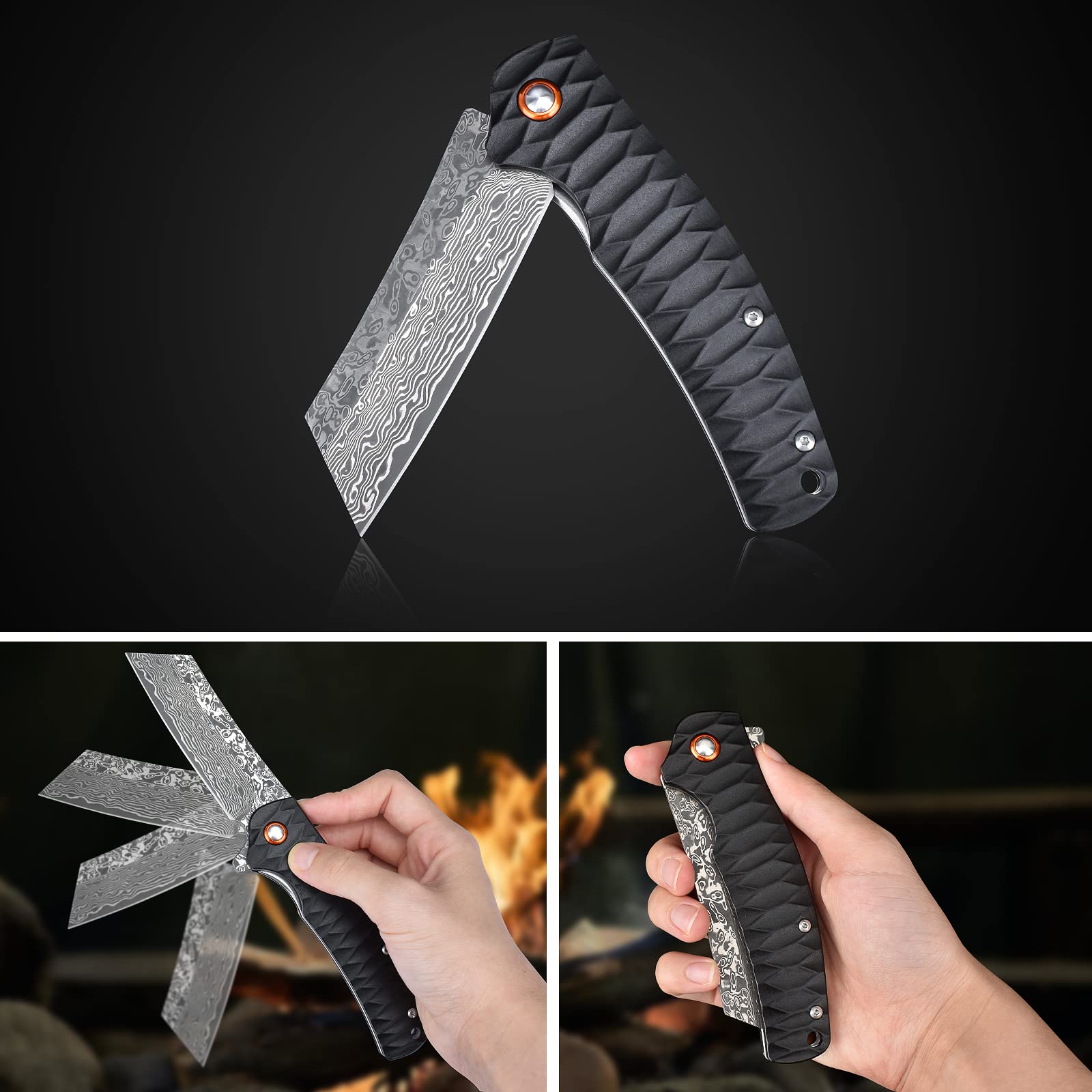 AUBEY pocket knife designed for camping and hunting adventures.