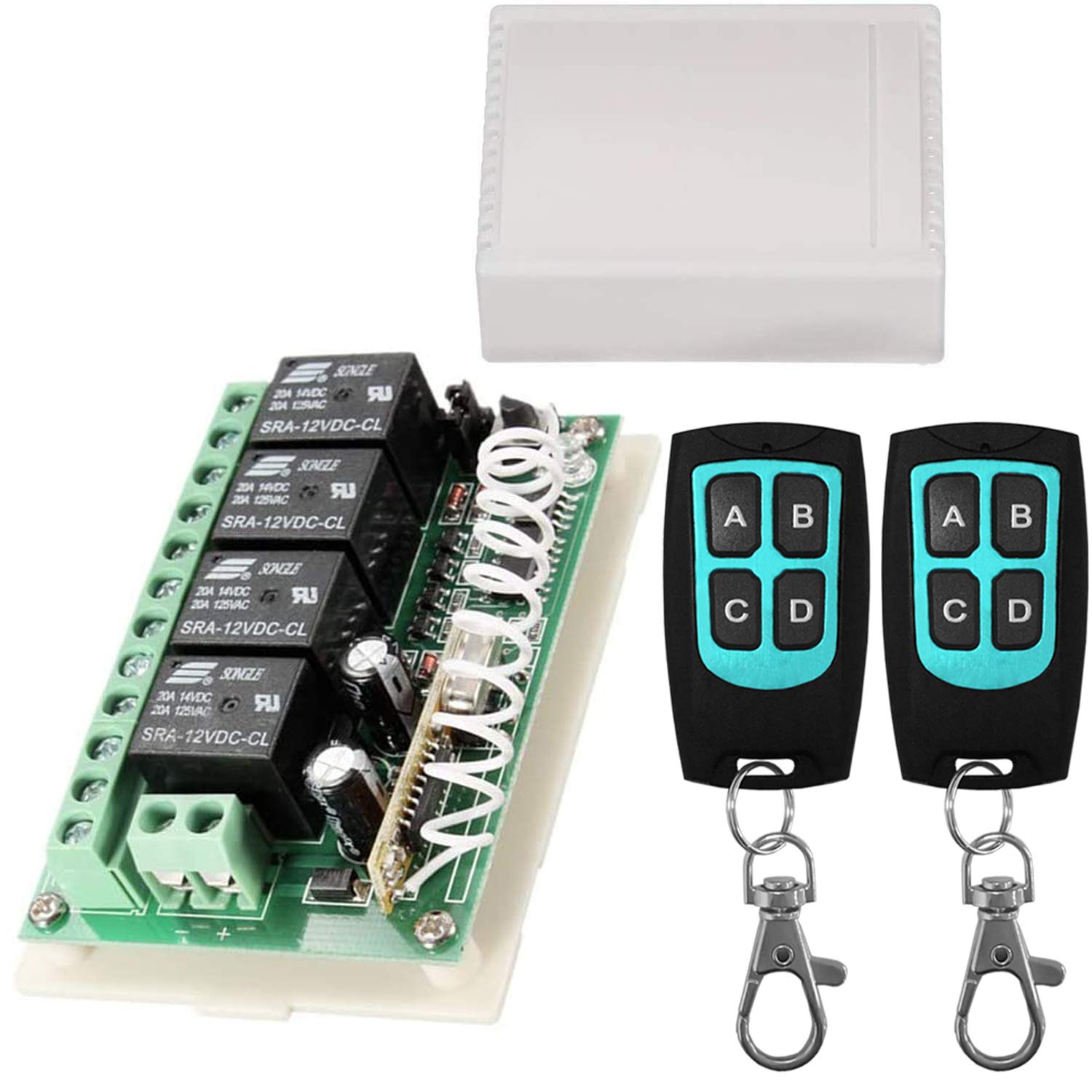 Aubric 12V relay remote switch kit front view for versatile wireless control.