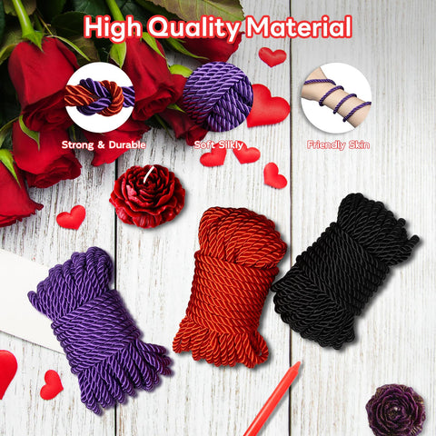 Aucoofany Bondage Rope Kit made of skin-friendly polyester for comfortable sessions