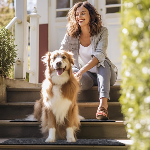 Aucuda stair treads on wooden steps reduce slips for elders and pets