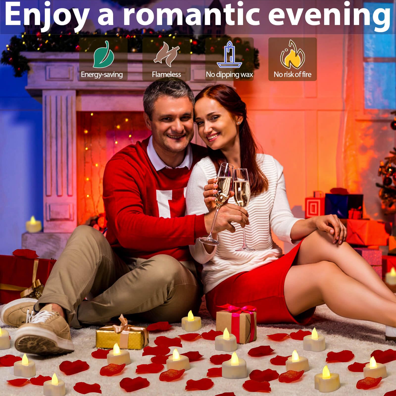 Audab battery-operated tealights with replaceable batteries for easy use.
