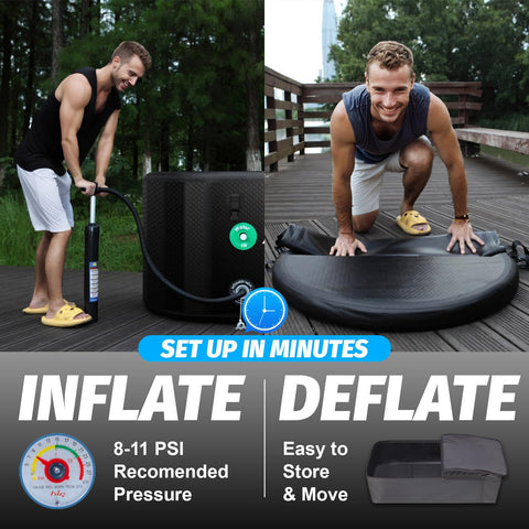 AudaciaGo inflatable tub with air pump for quick setup.