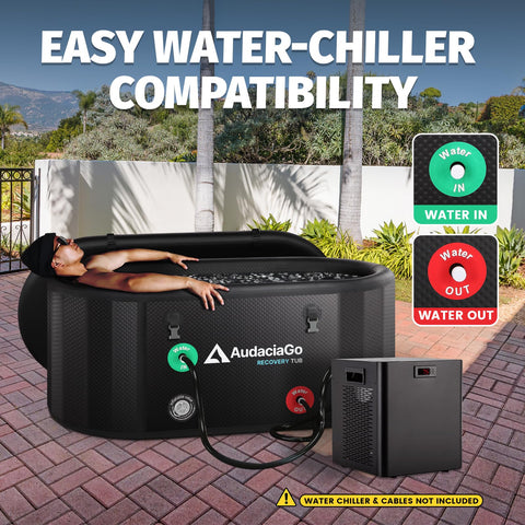 AudaciaGo ice bath tub with insulated lid keeps water cool and debris out.