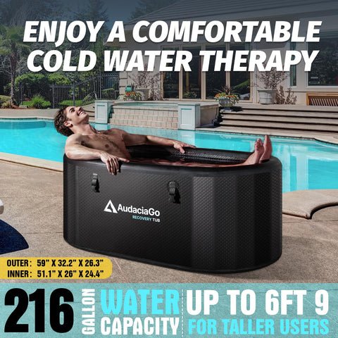 AudaciaGo ice bath tub oval ergonomic design for comfortable immersion.