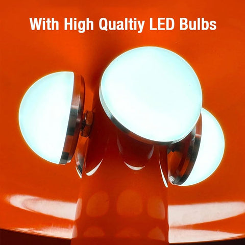Audala Retro Orange Mushroom Lamp bedside shot highlighting compact size.