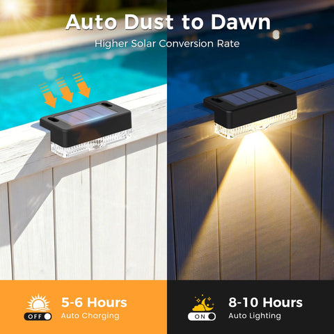 Auderwin solar fence light installation shows quick, tool-free setup for fences and rails.