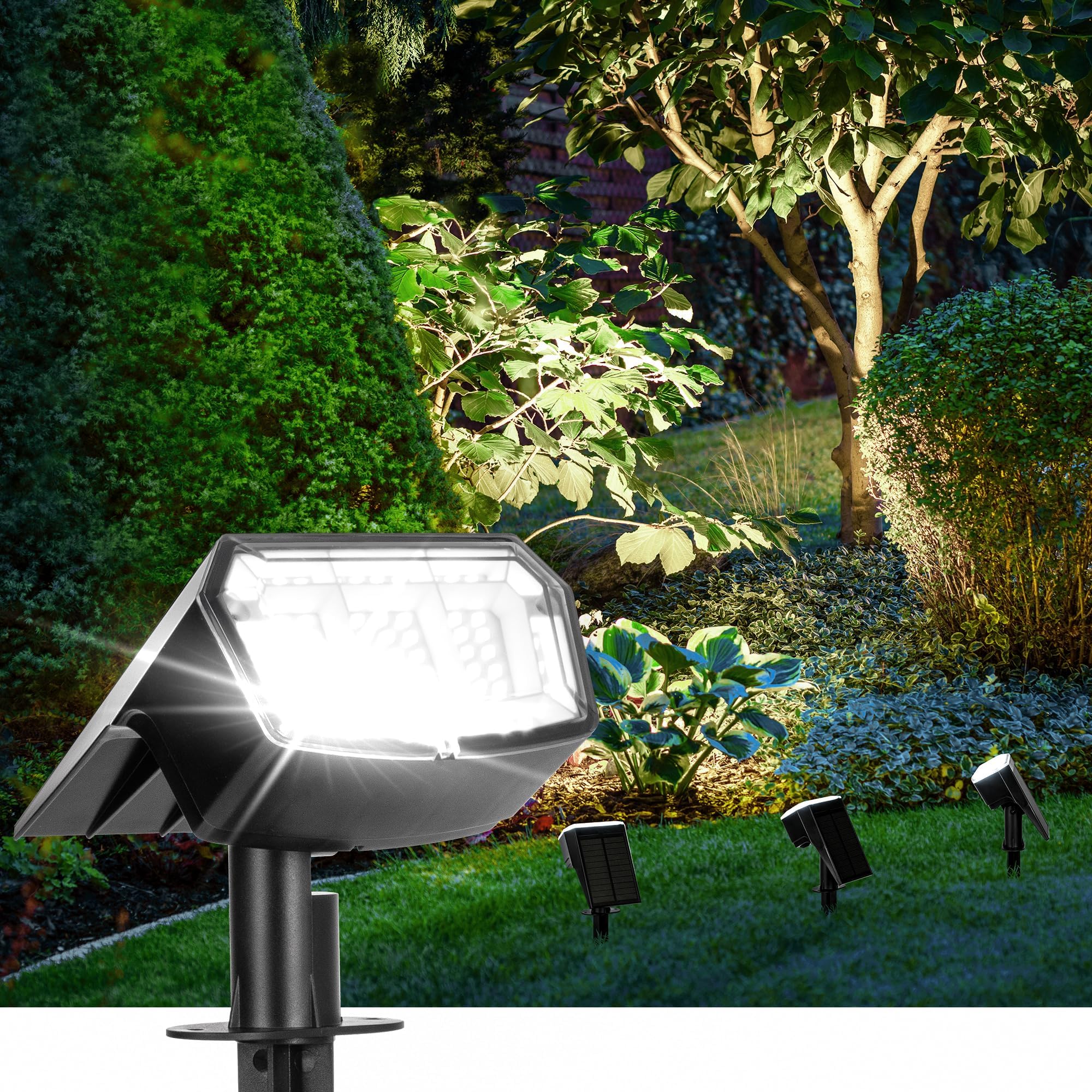 AuderWin solar spot light front door illuminates entry with bright, energy-efficient lighting.