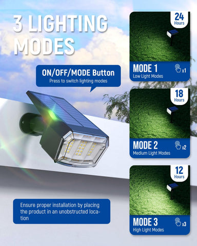 Auderwin 63-led garden spotlight lights the lawn and walkway with even coverage.