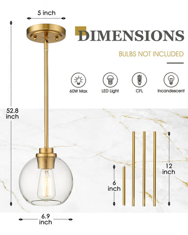 Audickic downrod pendant offers adjustable height for flexible ceiling mounting.