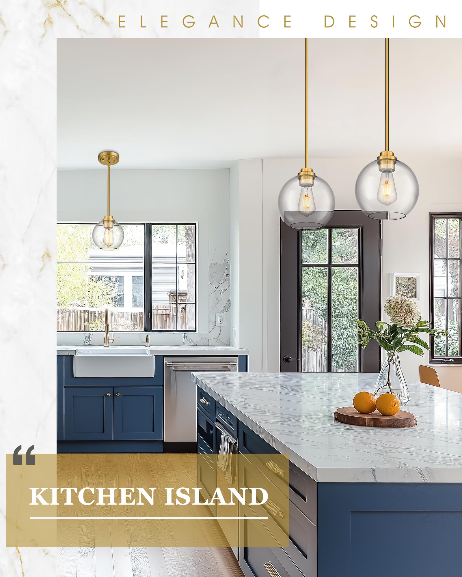 Audickic kitchen island setup with two pendants for balanced illumination.
