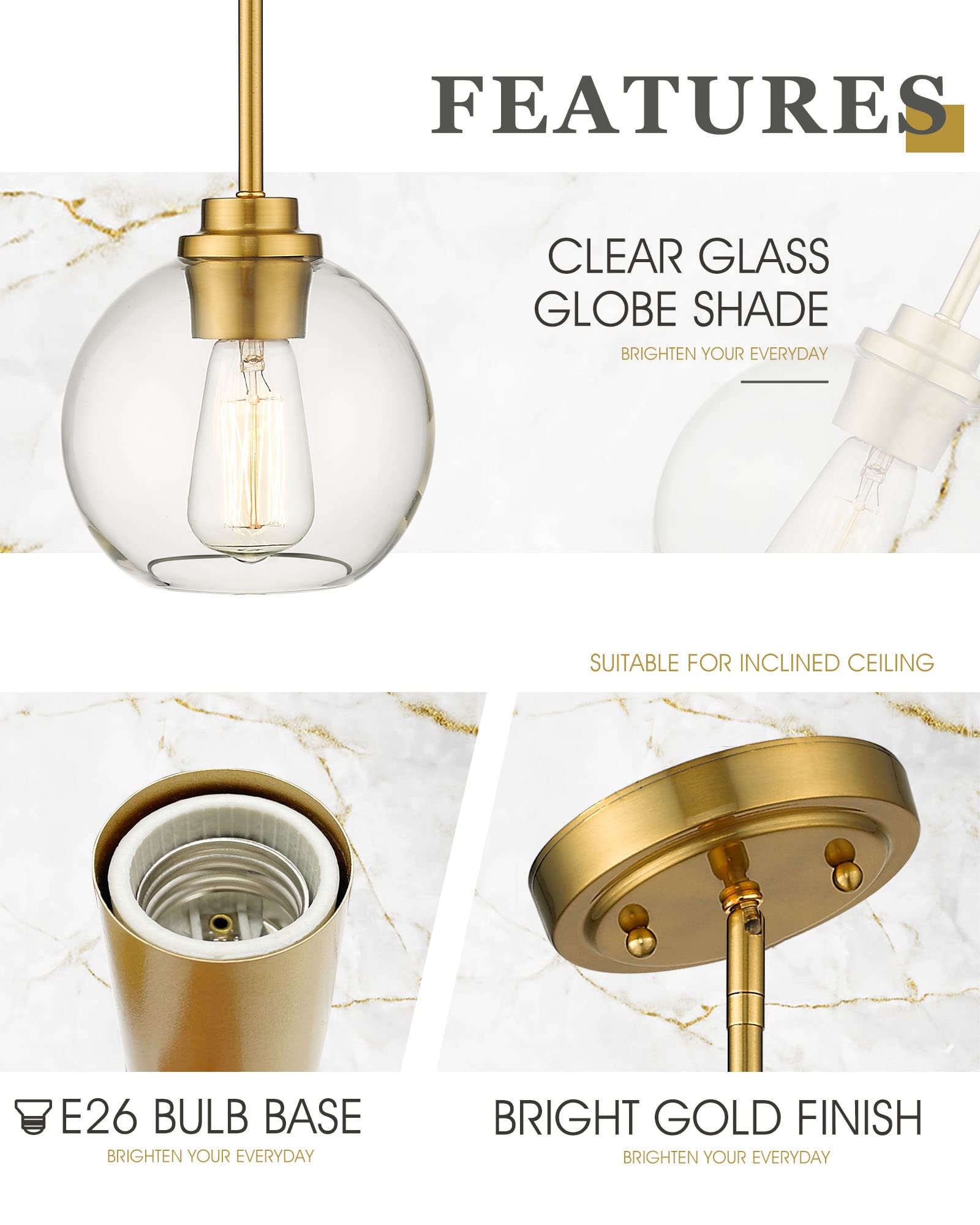 Audickic pendant supports LED or dimmable bulbs for customizable lighting.