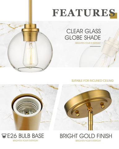 Audickic pendant supports LED or dimmable bulbs for customizable lighting.