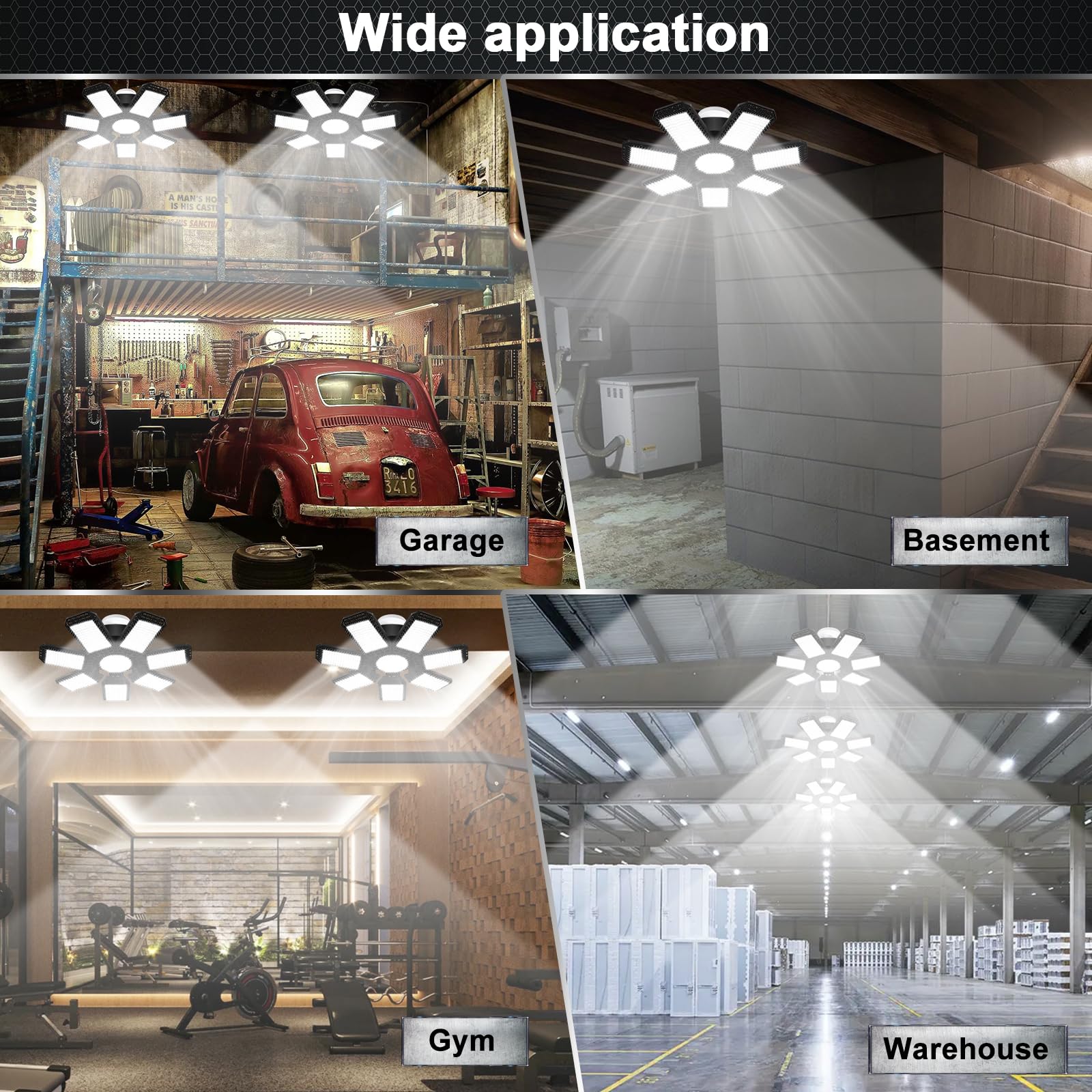 AUDLES versatile ceiling light suitable for garages, basements, warehouses