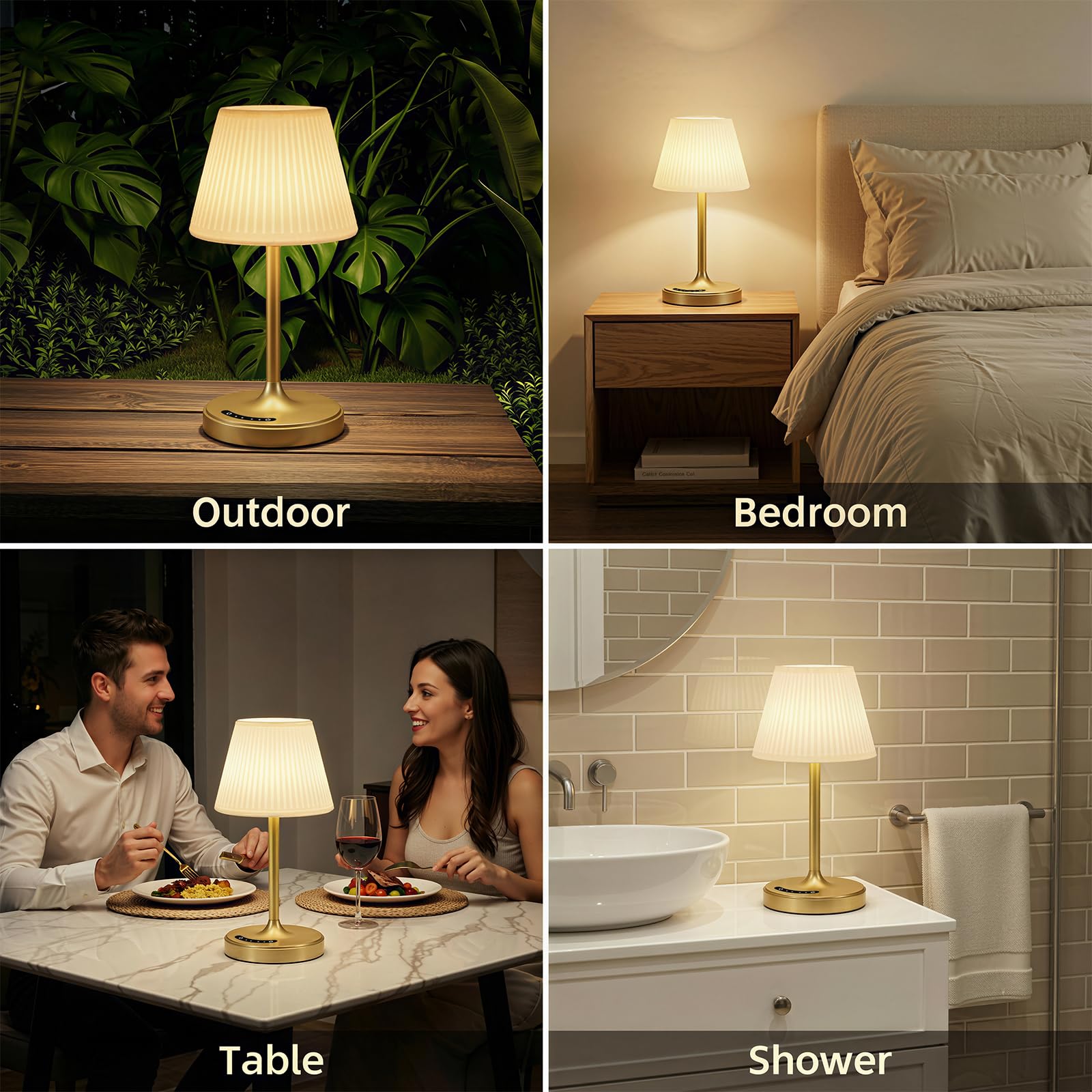 AUDLES gold finish adds a stylish touch to any bedside, patio, or cafe setup.