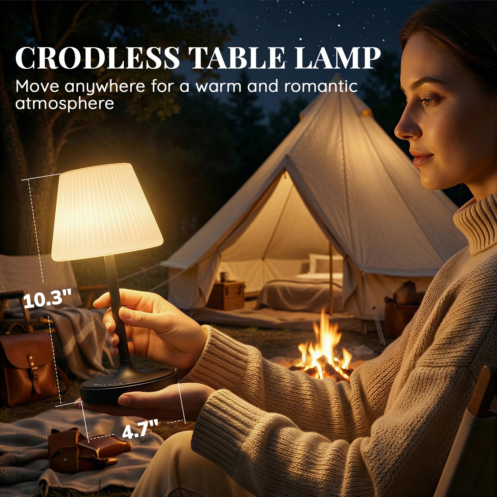AUDLES portable outdoor lamp cordless design suits patios and camping.
