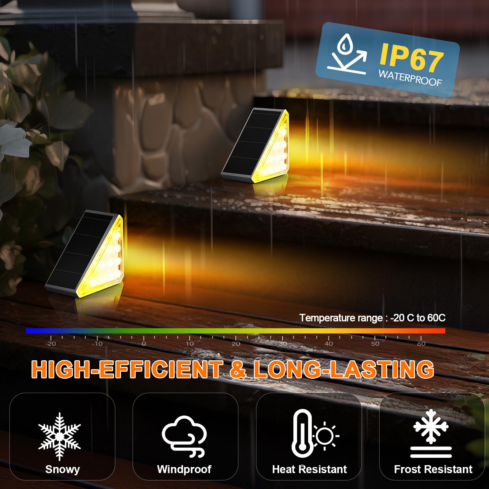 AUDLES solar-stair-light-weatherproof demonstrates IP67 durability against rain.