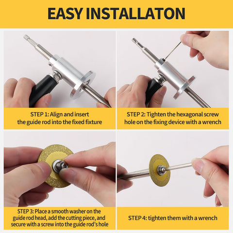 Aufee guide discs and fixed fixture simplify accurate setup.