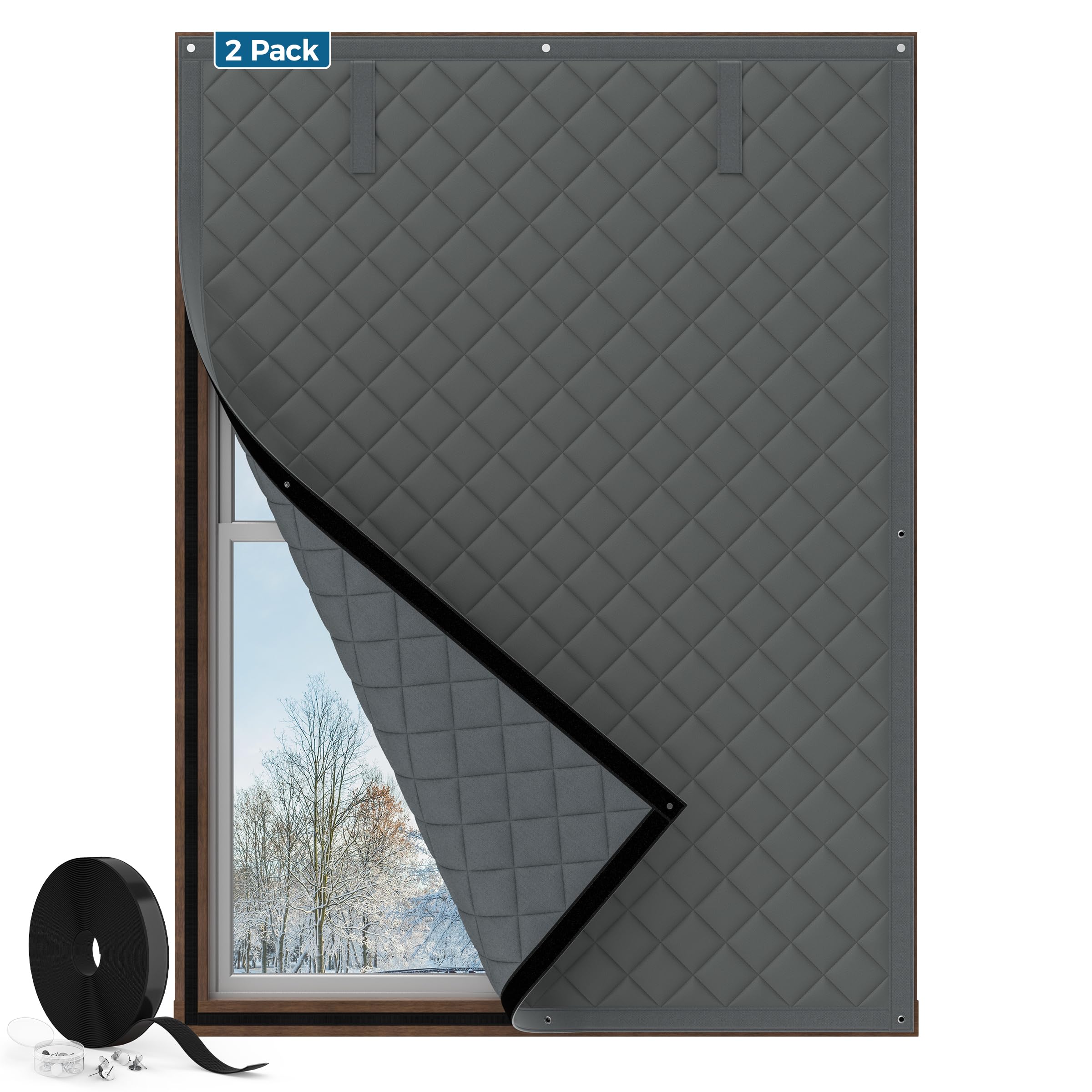 augblinds 2-pack window insulation with roll-up design seals the window for warmth