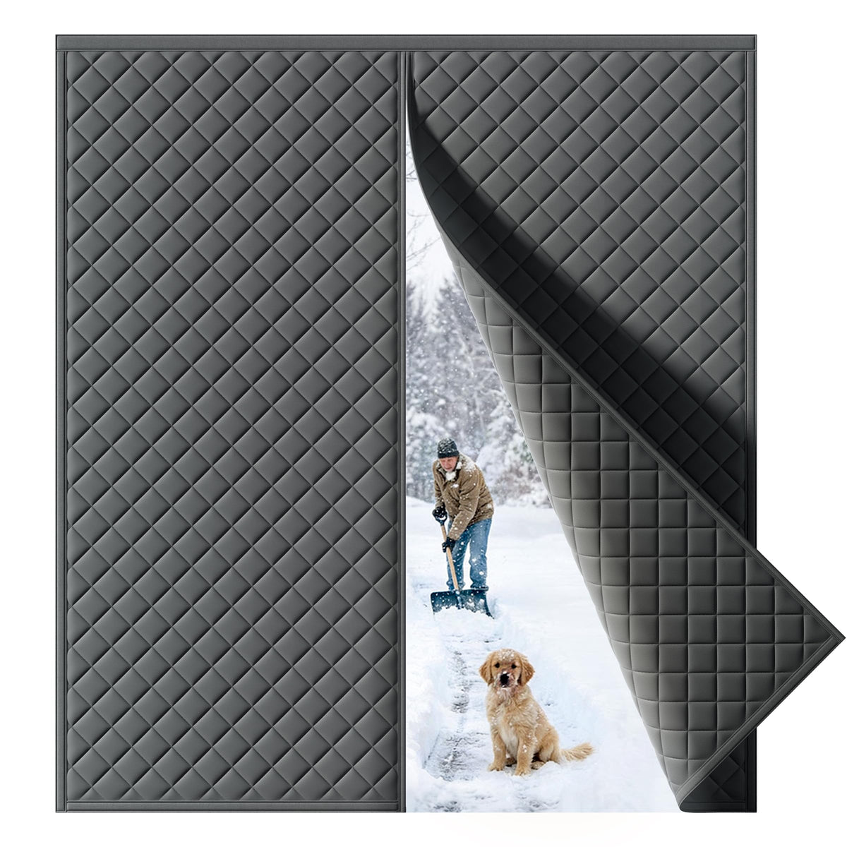 Augblinds magnetic thermal door curtain closed for secure draft protection.