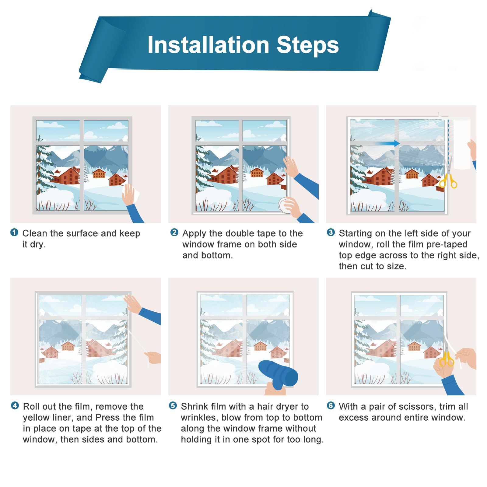 Augblinds POF thickened shrink film for durable, transparent window protection