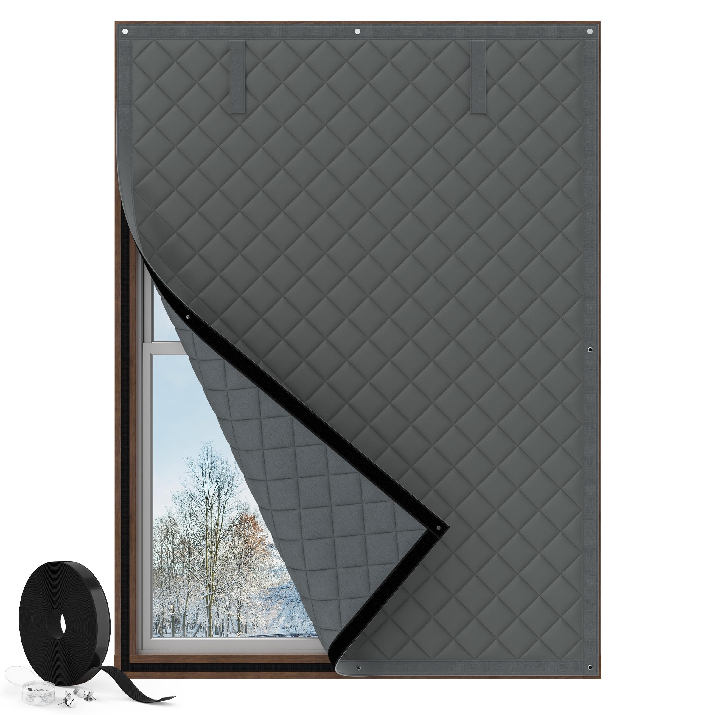 Augblinds thermal curtain 38x62 roll-up top seals windows and reduces drafts