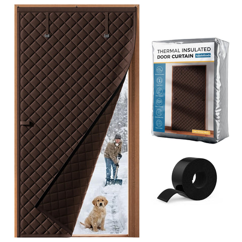 Augblinds thermal insulated door curtain in Oxford cloth blocks drafts and improves room comfort.
