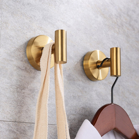 Augegel T-shape gold hook offers elegant bathroom organization.