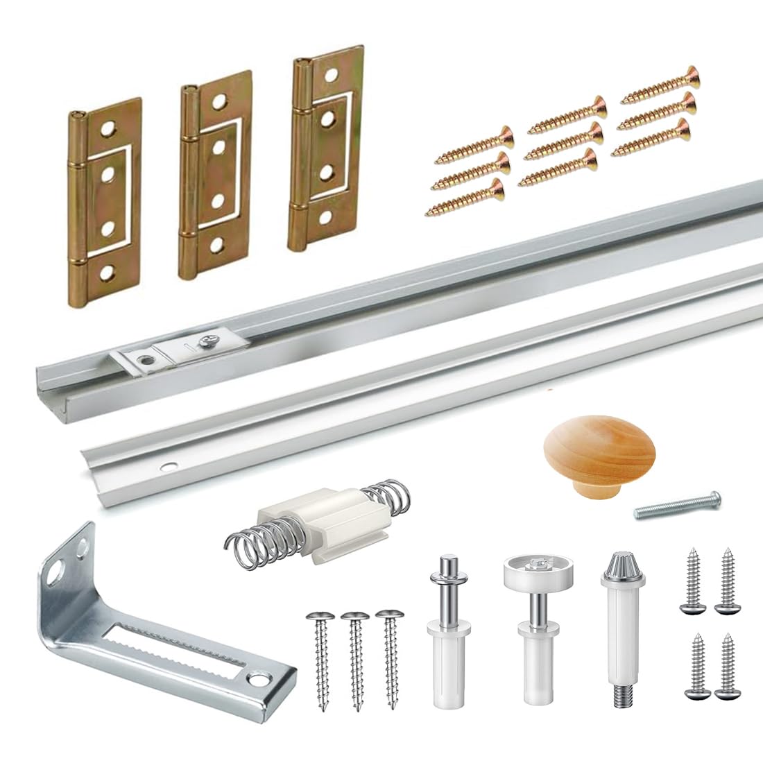 Augenweide bifold track assembly showing durable stainless steel components for smooth operation