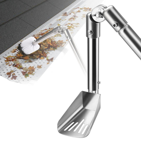 AugFir gutter cleaning tools pole reaching gutters from the ground for easy debris removal