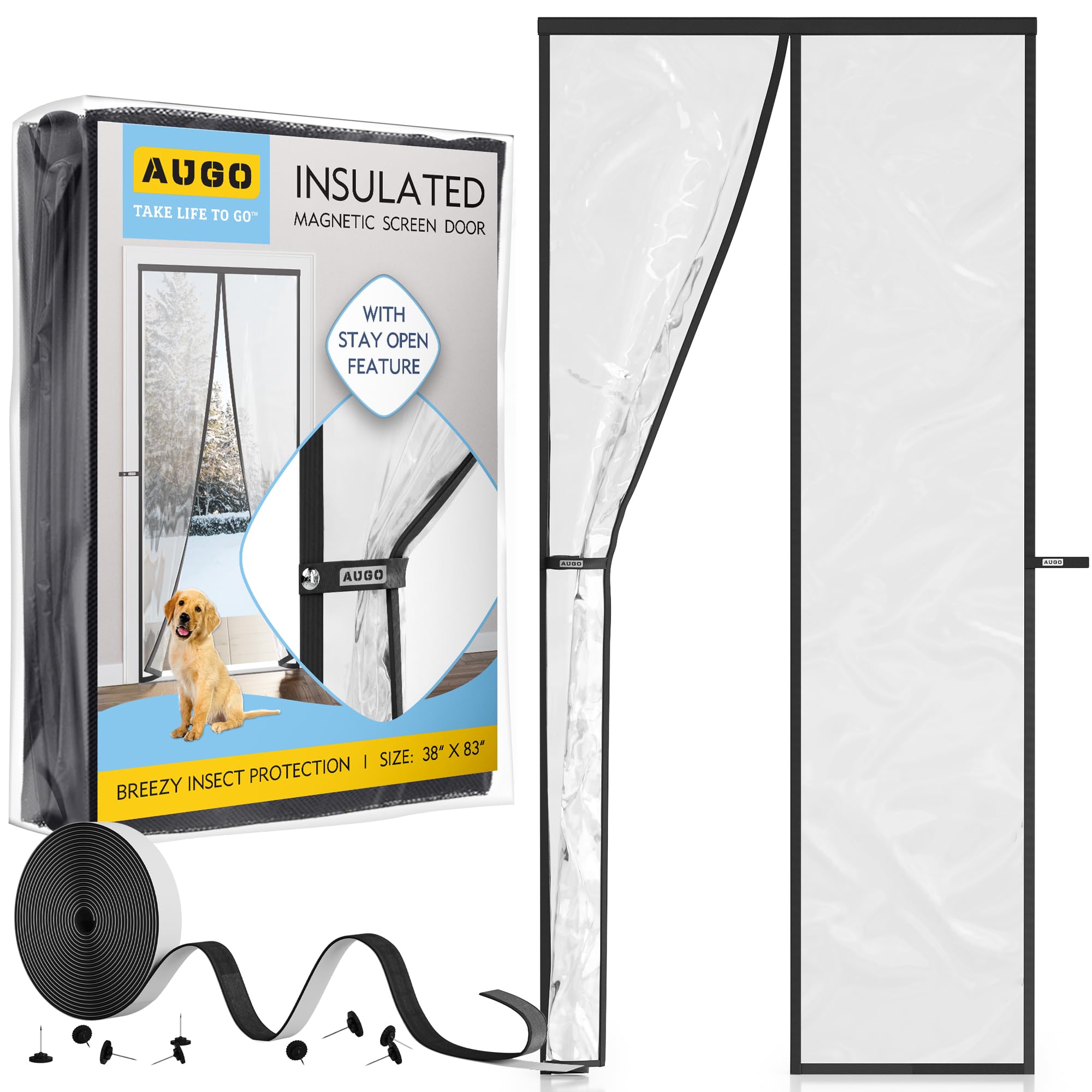 AUGO magnetic closure provides quick, hands-free entry while sealing drafts.