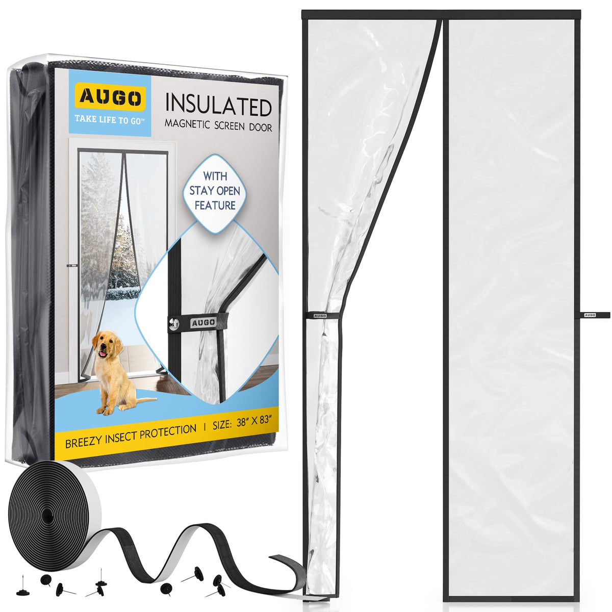 AUGO magnetic closure provides quick, hands-free entry while sealing drafts.