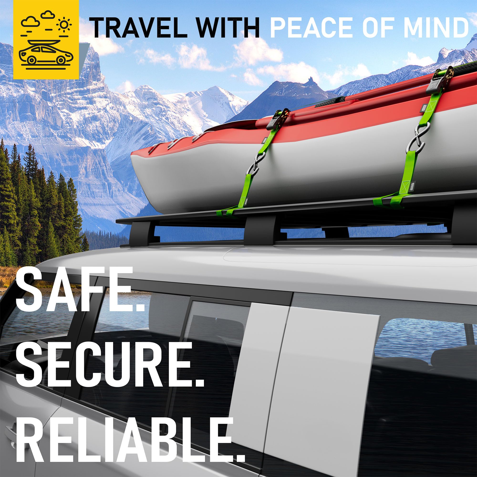 AUGO four-pack ratchet straps for moving, boating, and construction