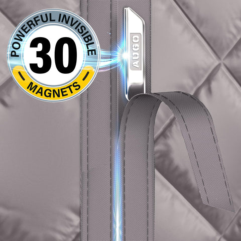 AUGO Thermal Door Curtain 36x82 coverage on a wide doorway seals in warmth.