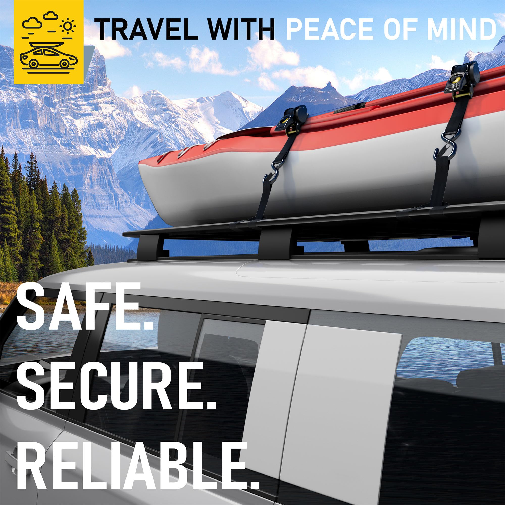 AUGO versatile cargo securing helps secure motorcycles, boats, and more.