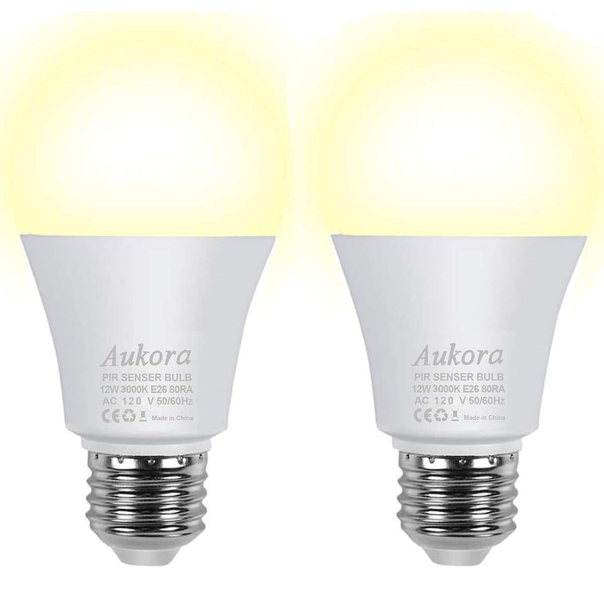 Aukora motion sensor bulb at front door lights the entry path at night